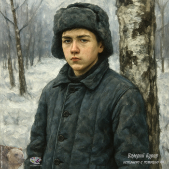 Буров Валерий Александрович. Портрет пионера-героя Бори Немченко. Цифровая живопись. 2020. Авторское собрание.