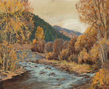 Олаф Моллер. Лесная река. Айдахо. Холст, масло. 50х60. 20 век. Частное собрание.