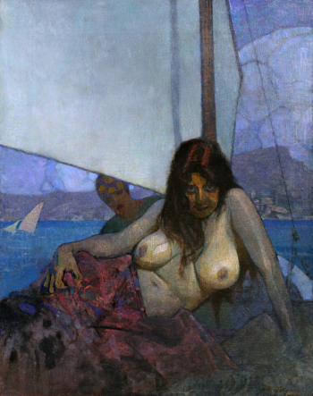 Эберлинг Альфред Рудольфович. Обнажённая на корабле. Холст, масло. 49х39,4. Начало 20 века. Государственный историко-художественный музей Новый Иерусалим.