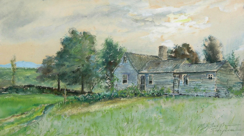 Уильям Сейвери Баклин. Ферма. Айова. Бумага, акварель. 29,8х54. Частное собрание.