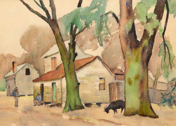 Элиот О`Хара. Хижина издольщика в Алабаме. Бумага, акварель. 20 век. Частное собрание.