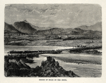 Неизвестный художник. Мост через реку Инд. Бумага, офорт. 1878. Частное собрание.
