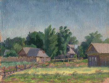 Носков Михаил Васильевич. Пейзажный этюд. Холст, масло. 17х22,5. 1930-е. Ивангородский музей.