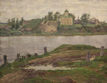 Носков Михаил Васильевич. Старая Ладога. Холст, масло. 48,5х61. 1946. Староладожский историко-архитектурный и археологический музей-заповедник.