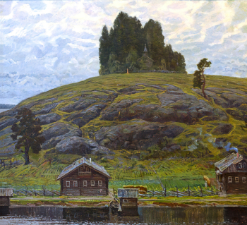 Поморцев Борис Николаевич. На земле карельской. ДВП, масло. 113х128. 1983. Музей Кондопожского края.