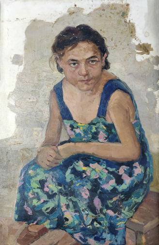 Мамий Амерзан Шханчериевич. Девочка-адыгейка. Картон, масло. 36х56. 1955. Ейский историко-краеведческий музей имени В.В.Самсонова.