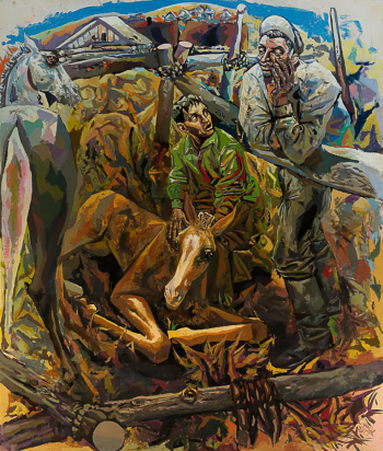 Фёдоров Станислав Васильевич. Жеребёнок родился. ДВП, масло. 190х160. 1979. Самарский областной художественный музей.