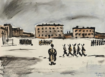 Кузьмин Николай Васильевич. Военный городок. Бумага, акварель. 31х42. 1929. Государственный историко-художественный и литературный музей-заповедник Абрамцево.