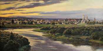 Хованский Валерий Олегович. Людиново в 1903-1908 гг. Холст, масло. 60х110. 1976. Музей комсомольской славы (Людиново).