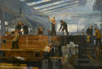 Чернышёв Тихон Павлович. Сборка турбины. Холст, масло. 75х110. 1933-1936. Государственный музейно-выставочный центр РОСИЗО.