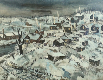 Луис Волчонок. Шахтёрский городок в Вирджинии. Бумага, акварель. 45,7х59,7. 20 век. Частное собрание.