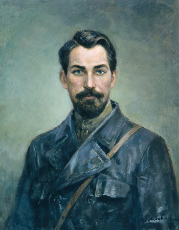 Любимов Александр Михайлович. Портрет Щорса. Холст, масло. 77х62. 1951. Военно-исторический музей артиллерии, инженерных войск и войск связи.
