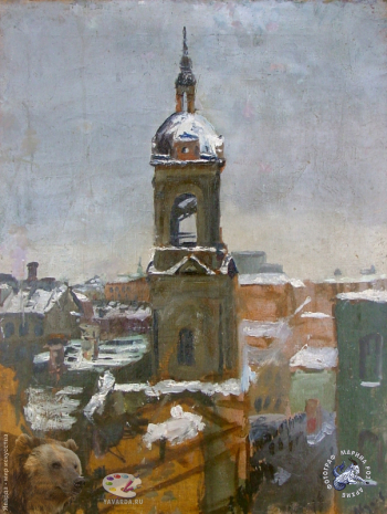 Авдеев Борис Николаевич. Собор в Рыбинске. Холст, масло. 48х59. 1950-е. Собрание семьи художника.