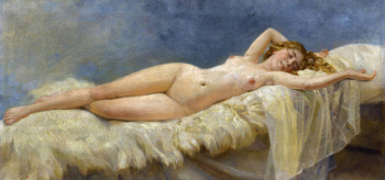 Бодаревский Николай Корнилиевич. Отдыхающая. Холст, масло. 40х82,5. До 1921 года. Частное собрание.