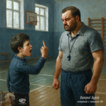 Анекдот с картинкой `Вовочка и двойка по физкультуре`