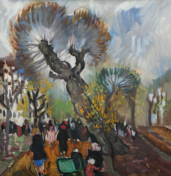 Маврина (Лебедева) Татьяна Алексеевна. Пейзаж. Холст на ДВП, масло. 63х61,5. 1940-е. Пермская государственная художественная галерея.