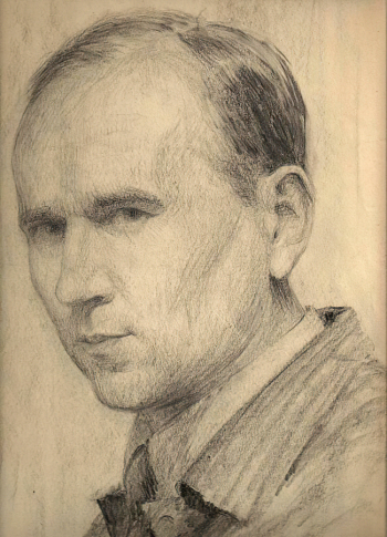 Чехов Сергей Михайлович. Автопортрет. Бумага, карандаш. 44х31. 1941. Государственный литературно-мемориальный музей-заповедник А.П.Чехова `Мелихово`.