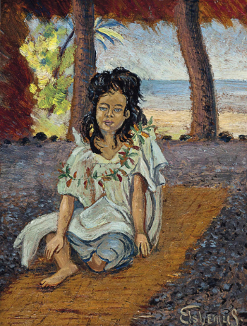 Луи Мишель Эйлшемиус. Самоанская девочка. Холст, масло. 20,3х15,2. 1907. Частное собрание.