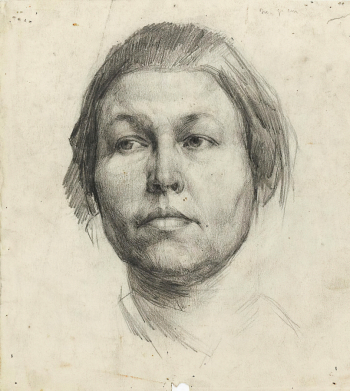 Резников Василий Степанович. Женский портрет. Бумага, карандаш. 26,2х23,2. 1920-е. Краснодарский краевой художественный музей имени Ф.А.Коваленко.