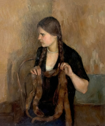 Руцай Вячеслав Николаевич. Девушка с косами. Холст, масло. 83х70. 1929. Магнитогорская картинная галерея.