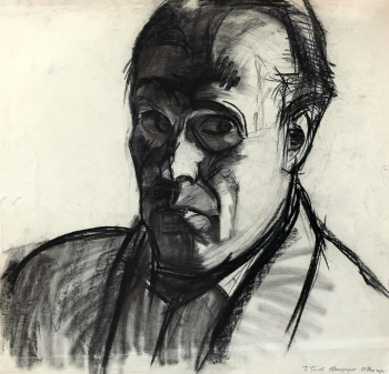 Басов Вениамин Моисеевич. Автопортрет. Бумага, уголь. 58,5х61,6. 1970-е. Ярославский художественный музей.