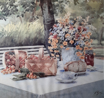 Романова Ольга Александровна. Натюрморт. Бумага, акварель. 33х35. 1930-1948. Музей Ballerup.