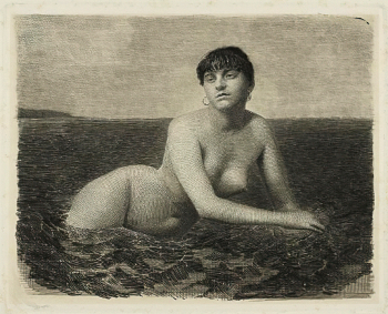 Бобров Виктор Алексеевич. Наяда. Бумага, офорт. 25,5х35,8. 19 век. Государственный музей изобразительных искусств имени А.С.Пушкина.
