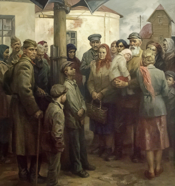 Бороздин Олег Александрович. От Советского информбюро. Холст, масло. 190х180. 1985. Вологодская областная картинная галерея.
