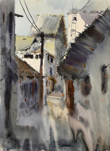 Пешкова Ольга Александровна. Улочки Шелы. Кения. Бумага, акварель. 69,8х50. 2017. Курганский областной художественный музей имени Г.А.Травникова.