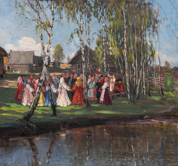 Боскин Михаил Васильевич. Хоровод. Холст, масло. 83,5х89. 1910-е. Государственный Владимиро-Суздальский историко-архитектурный и художественный музей-заповедник.