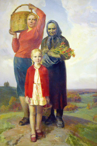 Бороздин Олег Александрович. Три возраста. Холст, масло. 170х114. 1961. Вологодская областная картинная галерея.