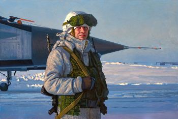 Бирюков Юрий Алексеевич. Арктика. На страже северных рубежей. Холст, масло. 100х150. 2021. Источник - biryukov-art.ru