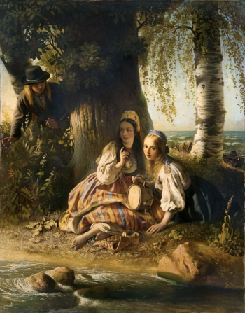 Нефф Тимофей Андреевич (1805-1876). Две эстонские девушки. Холст, масло. 142,4х111,5. 1842. Государственный Русский музей.