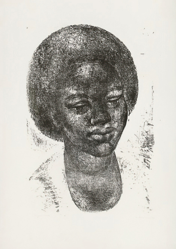Клаус Нойбауэр. Нигерийка. Бумага, литография. 67,8х49,5. 1973. Государственный Эрмитаж.