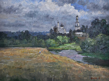 Юриков Николай Александрович. Ветреный день. Киржач. Холст, масло. 30х40. 2013. Александровский художественно-краеведческий музей.
