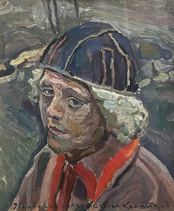 Калмыков Сергей Иванович. Спортсменка. Бумага, масло. 33х28. 1934. Оренбургский областной музей изобразительных искусств.