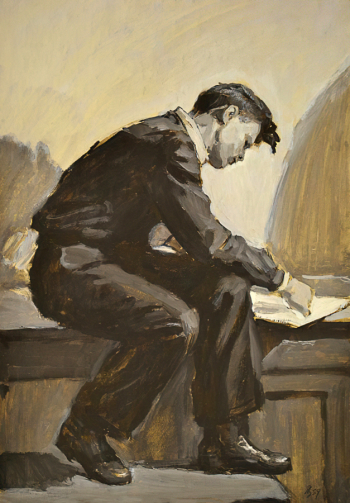 Хуторов Александр Георгиевич. Школьник. Бумага, белила, темпера. 48х33,5. 1959. Государственный музей изобразительных искусств Республики Татарстан.