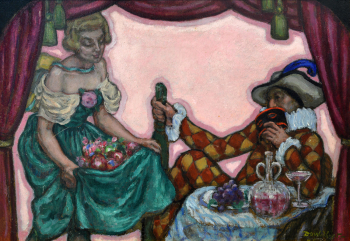 Видгоф Давид Осипович. Арлекин и Коломбина. Картон, масло. 45х64. 1925. Частное собрание.