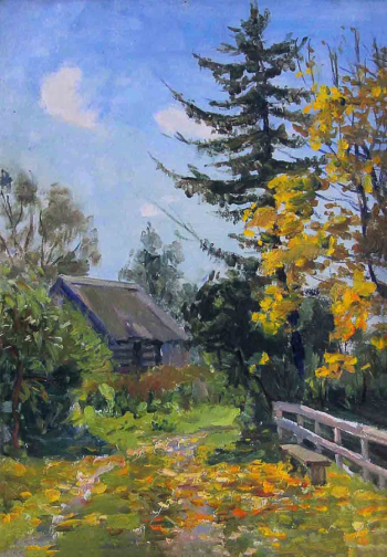 Хрымов Виктор Дмитриевич. Осень в Болдино. Холст, масло. 50х35. 1956. Мордовский республиканский музей изобразительных искусств имени С.Д.Эрьзи.