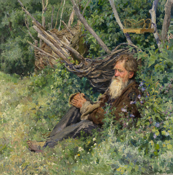 Бузовкин Александр Андреевич. Птицелов. Холст, масло. 62х62. 1937. Серпуховский историко-художественный музей.