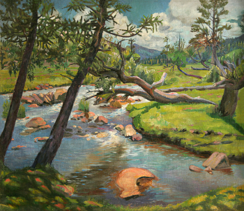 Борисов Алексей Николаевич. Река Шебелик. Холст, масло. 64х77. 1926. Государственный художественный музей Алтайского края.