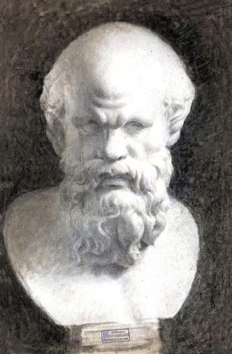 Соловьёв Лев Григорьевич. Бюст Сократа. Бумага, соус. 53х35. Воронежский областной художественный музей имени И.Н.Крамского.
