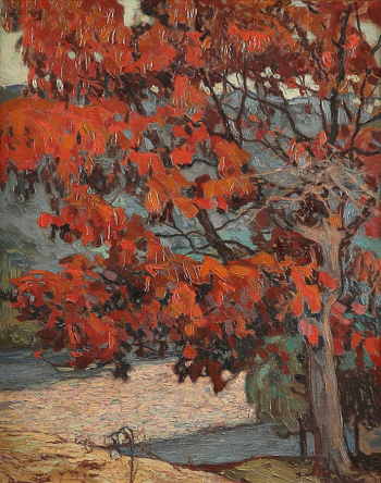 Александр Альтман. Дерево с красными листьями. Холст, масло. 73х60. 20 век. Частное собрание.