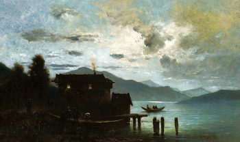 Владислав Малецкий. Горное озеро ночью. Холст, масло. 26,5х44. 1870-1880. Национальный музей (Варшава).