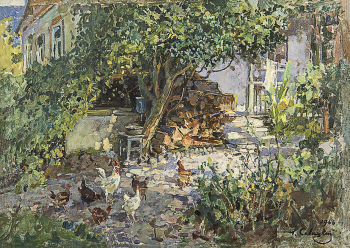 Савицкий Георгий Константинович. Дворик. Хоста. Холст, масло. 75х53. 1946. Рязанский государственный областной художественный музей имени И.П.Пожалостина.