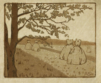 Сомова-Зедделер Анна Павловна. Снопы. Бумага, ксилография. 13,3х15,7. 1915. Государственный музей изобразительных искусств имени А.С.Пушкина.