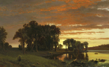 Альберт Бирштадт. Салем, Массачусетс. Панель, масло. 25,4х40,3. 1861. Частное собрание.