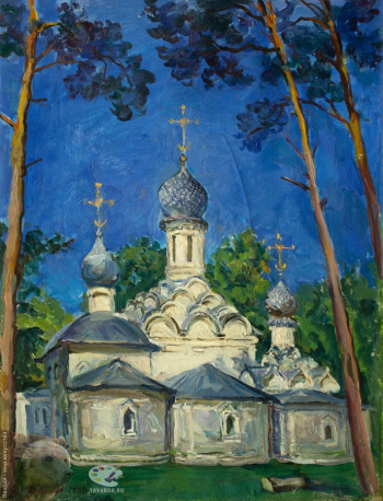 Переяславец Владимир Иванович. Архангельское. Церковь Михаила Архангела. Холст, масло.. 63х48. 1986. Собрание семьи художника.