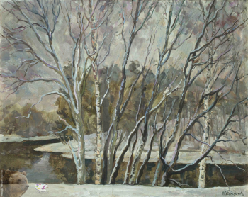 Переяславец Владимир Иванович. Река Мста. Холст, масло. 60х75. 1993. Собрание семьи художника.