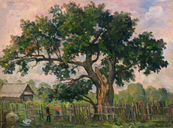 Переяславец Владимир Иванович. У дуба. Холст, масло.. 60х80. 1992. Собрание семьи художника.